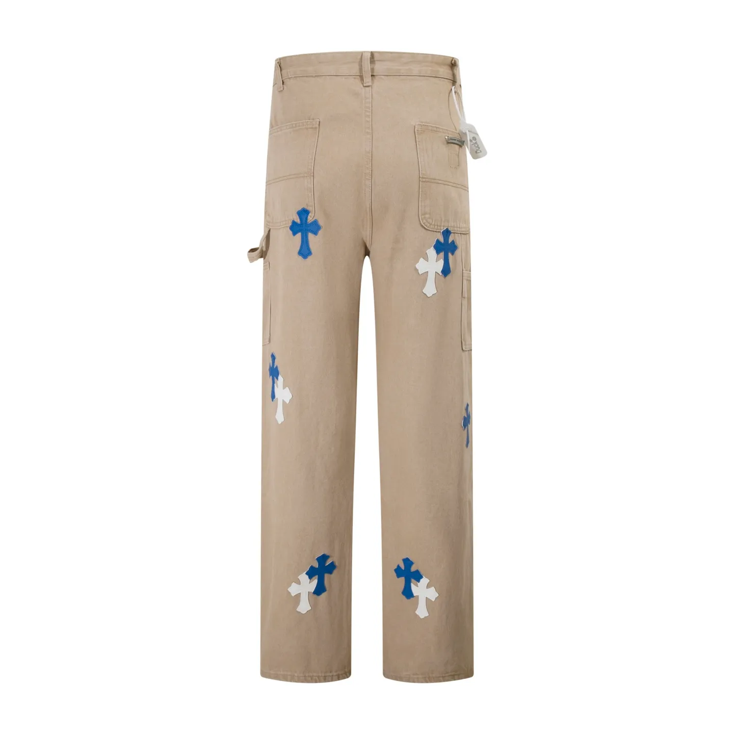 P280 Style No.: H903 Croxin & 𝐂𝐡𝐫𝐨𝐦𝐞 𝐇𝐞𝐚𝐫𝐭 ss25 white and blue patchwork leather workwear imitation wood jeans. Styles with different washed textures are very friendly to people with thin legs. The slightly flared version perfectly modifies the leg shape. The timeless and moderate length makes it easy to match and match. It is the basis for various styles and is a must-have in your wardrobe! The fabric is stiff but also makes the upper body soft without losing texture. The washing process is even more perfect. It is a must-have item for everyone! ! ! Washed wheat, hang tag, pants label, three labels complete Color: khaki Size: 30-32-34-36
